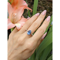 2.91 Ct. Blue Sapphire Antique Style Ring, 14K White Gold Life Style