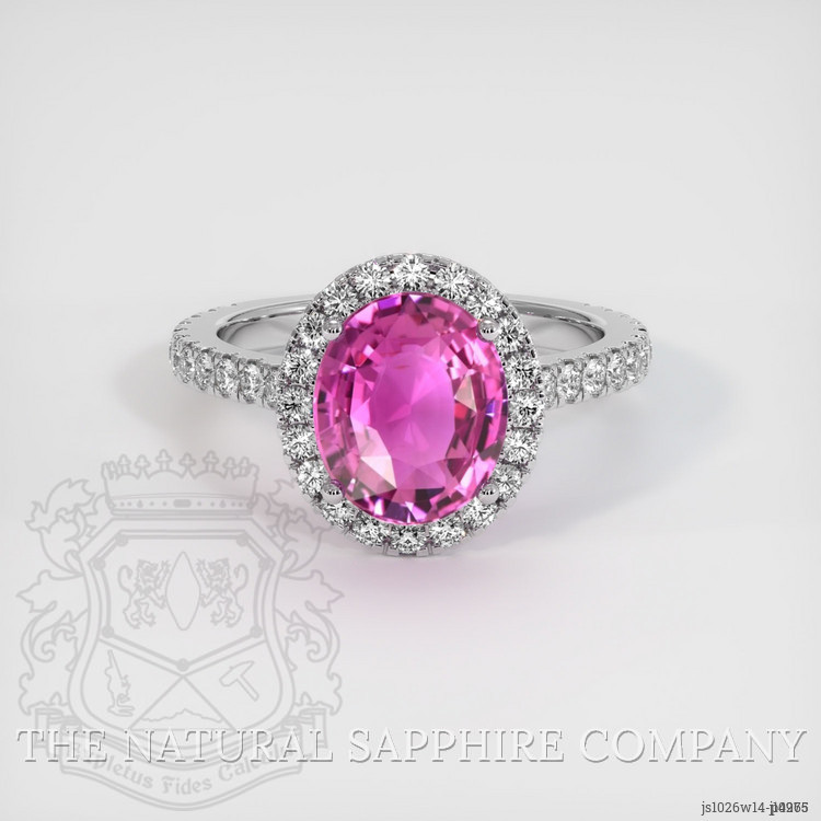 3.08 Ct. Pink Sapphire and Natural Diamond Pave Ring, 14K White Gold