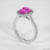 3.08 Ct. Pink Sapphire and Natural Diamond Pave Ring, 14K White Gold Image