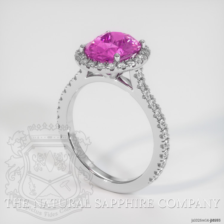 3.08 Ct. Pink Sapphire and Natural Diamond Pave Ring, 14K White Gold