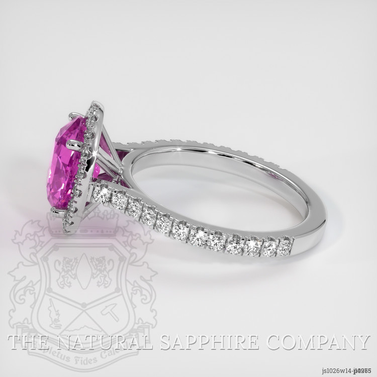 3.08 Ct. Pink Sapphire and Natural Diamond Pave Ring, 14K White Gold