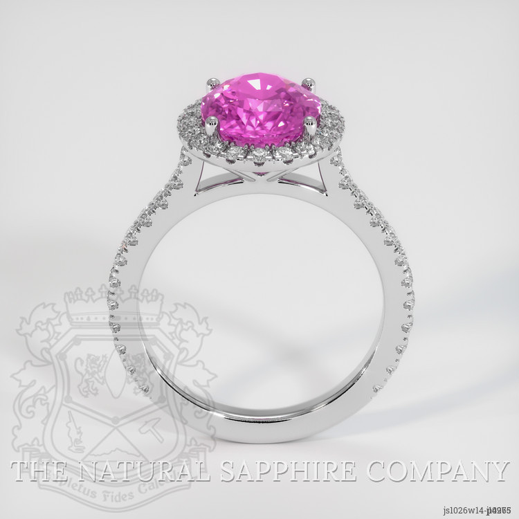 3.08 Ct. Pink Sapphire and Natural Diamond Pave Ring, 14K White Gold