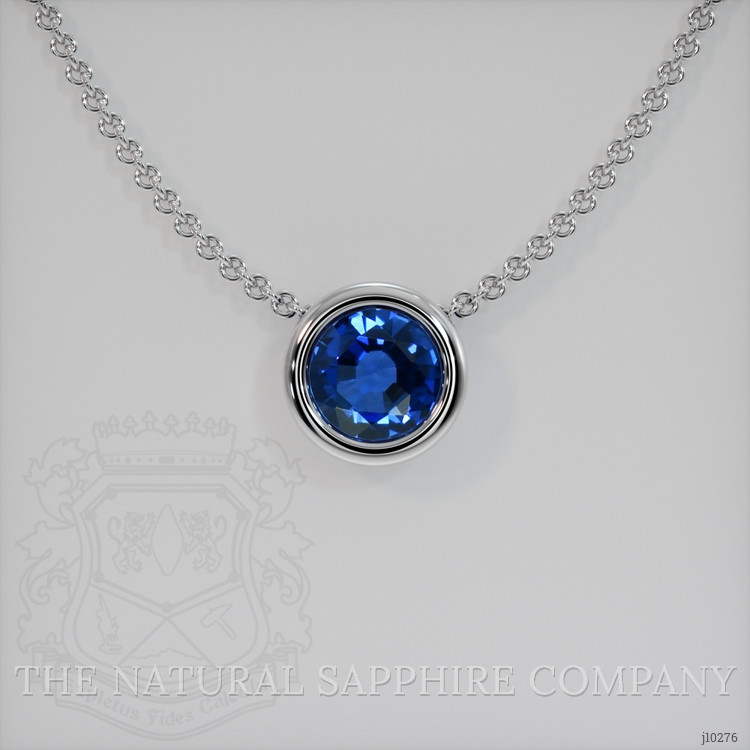 0.31 Ct. Blue Sapphire Bezel Necklace, 18K White Gold