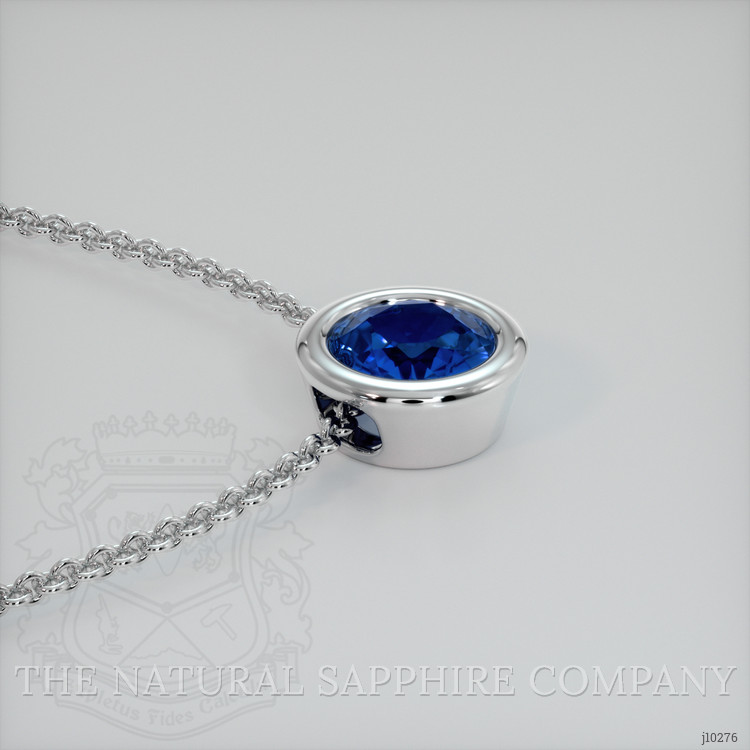 0.31 Ct. Blue Sapphire Bezel Necklace, 18K White Gold
