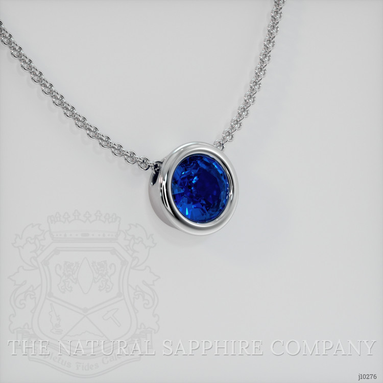 0.31 Ct. Blue Sapphire Bezel Necklace, 18K White Gold