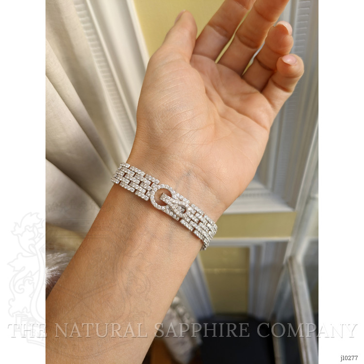 8.78 Ct.Tw. Natural Diamond Pave Bracelet, 18K White Gold