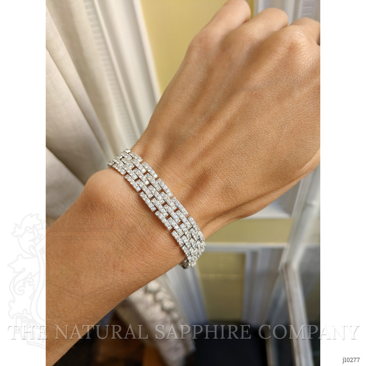 8.78 Ct.Tw. Natural Diamond Pave Bracelet, 18K White Gold