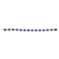 7.69 Ct.Tw. Blue Sapphire and Natural Diamond Pave Bracelet, 14K White Gold Image