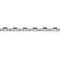 7.69 Ct.Tw. Blue Sapphire and Natural Diamond Pave Bracelet, 14K White Gold Image