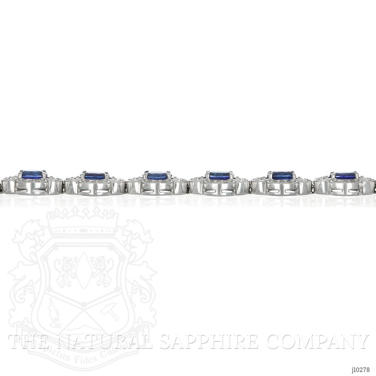 7.69 Ct.Tw. Blue Sapphire and Natural Diamond Pave Bracelet, 14K White Gold