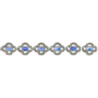 7.69 Ct.Tw. Blue Sapphire and Natural Diamond Pave Bracelet, 14K White Gold Image