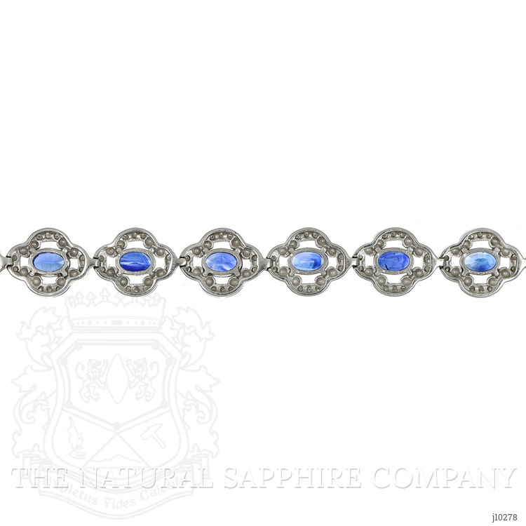 7.69 Ct.Tw. Blue Sapphire and Natural Diamond Pave Bracelet, 14K White Gold
