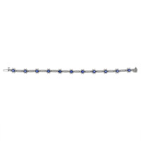3.41 Ct.Tw. Blue Sapphire and Natural Diamond Pave Bracelet, 14K White Gold Image
