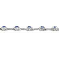 3.41 Ct.Tw. Blue Sapphire and Natural Diamond Pave Bracelet, 14K White Gold Image