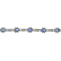 3.41 Ct.Tw. Blue Sapphire and Natural Diamond Pave Bracelet, 14K White Gold Image
