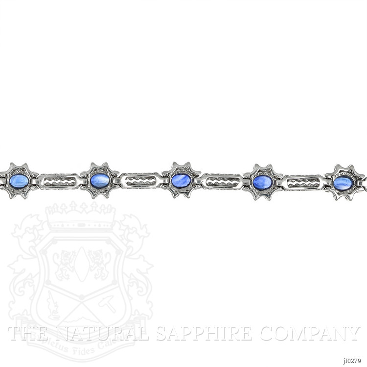 3.41 Ct.Tw. Blue Sapphire and Natural Diamond Pave Bracelet, 14K White Gold
