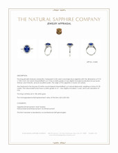 3.30 Ct. Blue Sapphire and Natural Diamond Pave Ring, 18K White Gold Appraisal