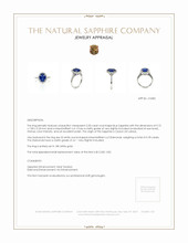 3.30 Ct. Blue Sapphire and Natural Diamond Pave Ring, 18K White Gold Appraisal