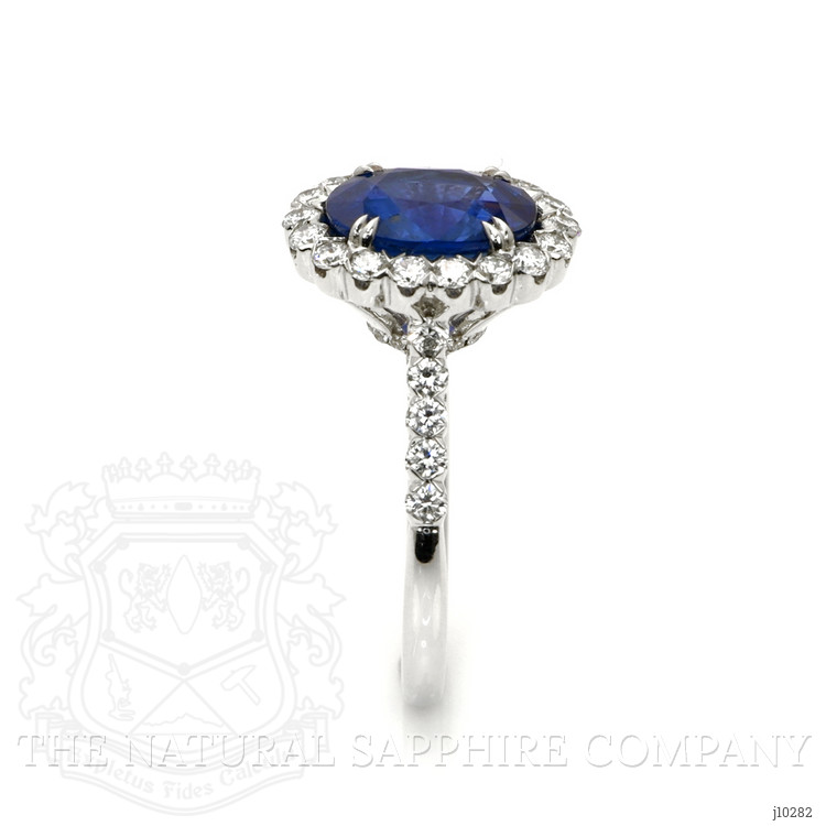 3.30 Ct. Blue Sapphire and Natural Diamond Pave Ring, 18K White Gold