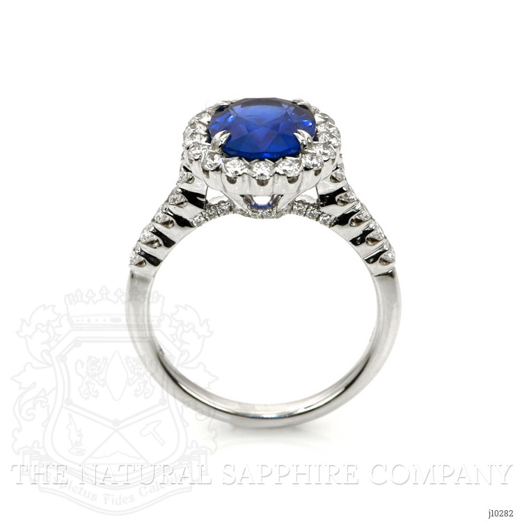 3.30 Ct. Blue Sapphire and Natural Diamond Pave Ring, 18K White Gold