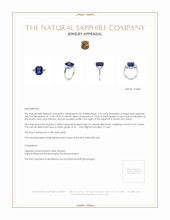 6.10 Ct. Blue Sapphire and Natural Diamond Three Stone Ring, 18K White Gold Appraisal