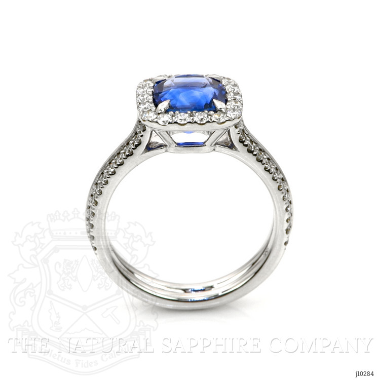 2.74 Ct. Blue Sapphire and Natural Diamond Pave Ring, 18K White Gold