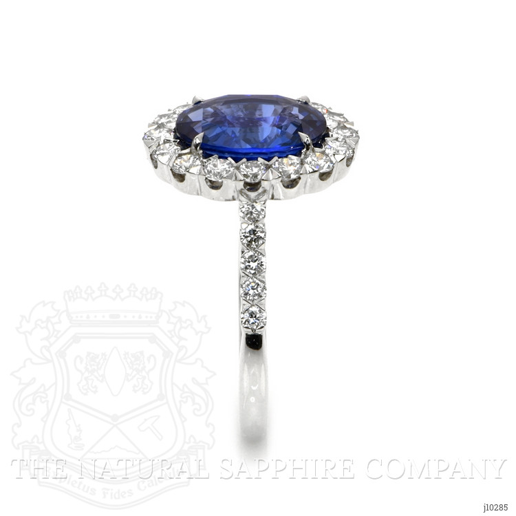 4.54 Ct. Blue Sapphire and Natural Diamond Pave Ring, 18K White Gold