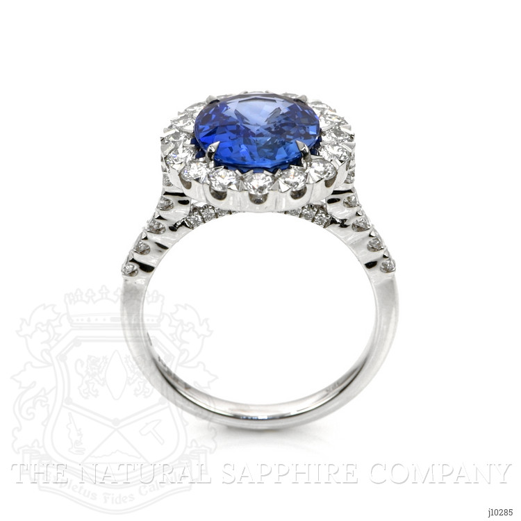 4.54 Ct. Blue Sapphire and Natural Diamond Pave Ring, 18K White Gold