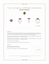 3.33 Ct. Pink Sapphire and Natural Diamond Three Stone Ring, 18K White Gold Appraisal