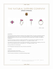 3.33 Ct. Pink Sapphire and Natural Diamond Three Stone Ring, 18K White Gold Appraisal