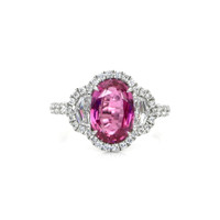 3.33 Ct. Sapphire Natural Diamond Three Stone Ring, 18K White Gold Video