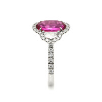 3.33 Ct. Sapphire Natural Diamond Three Stone Ring, 18K White Gold Image