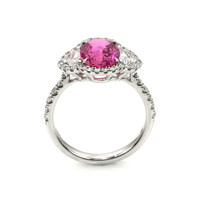 3.33 Ct. Sapphire Natural Diamond Three Stone Ring, 18K White Gold Image