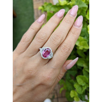 3.33 Ct. Sapphire Natural Diamond Three Stone Ring, 18K White Gold Life Style