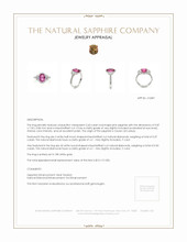 2.60 Ct. Pink Sapphire and Natural Diamond Three Stone Ring, 18K White Gold Appraisal