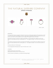 2.60 Ct. Pink Sapphire and Natural Diamond Three Stone Ring, 18K White Gold Appraisal