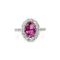 3.07 Ct. Pink Sapphire and Natural Diamond Pave Ring, 18K White Gold Video