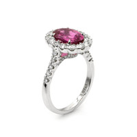 3.07 Ct. Pink Sapphire and Natural Diamond Pave Ring, 18K White Gold Image