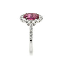 3.07 Ct. Pink Sapphire and Natural Diamond Pave Ring, 18K White Gold Image