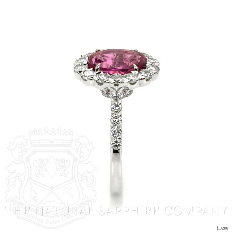3.07 Ct. Pink Sapphire and Natural Diamond Pave Ring, 18K White Gold