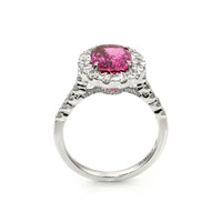3.07 Ct. Pink Sapphire and Natural Diamond Pave Ring, 18K White Gold Image