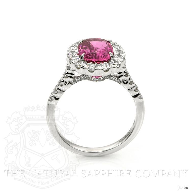 3.07 Ct. Pink Sapphire and Natural Diamond Pave Ring, 18K White Gold