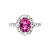 2.51 Ct. Pink Sapphire and Natural Diamond Pave Ring, 18K White & Yellow Video