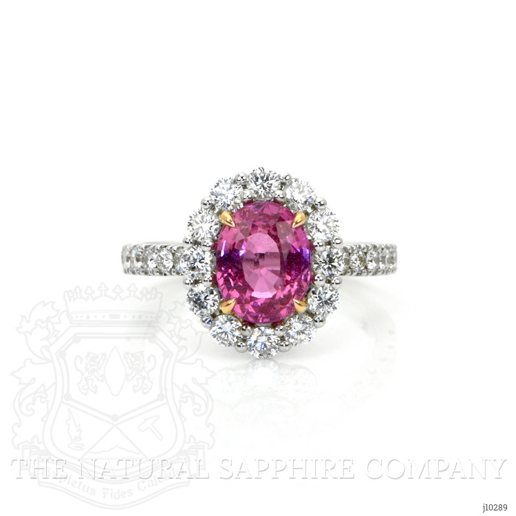 2.51 Ct. Pink Sapphire and Natural Diamond Pave Ring, 18K White & Yellow