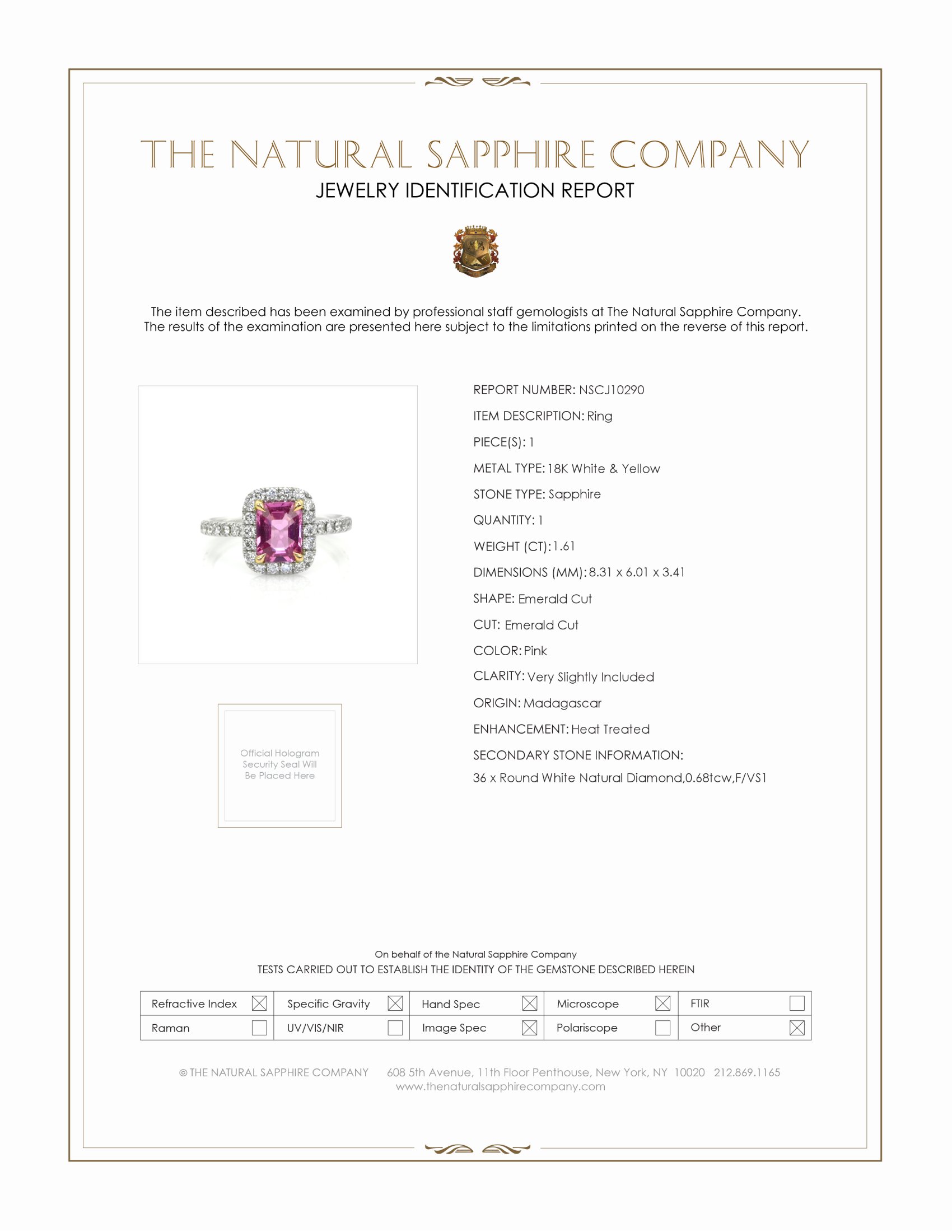 1.61 Ct. Pink Sapphire and Natural Diamond Pave Ring, 18K White & Yellow