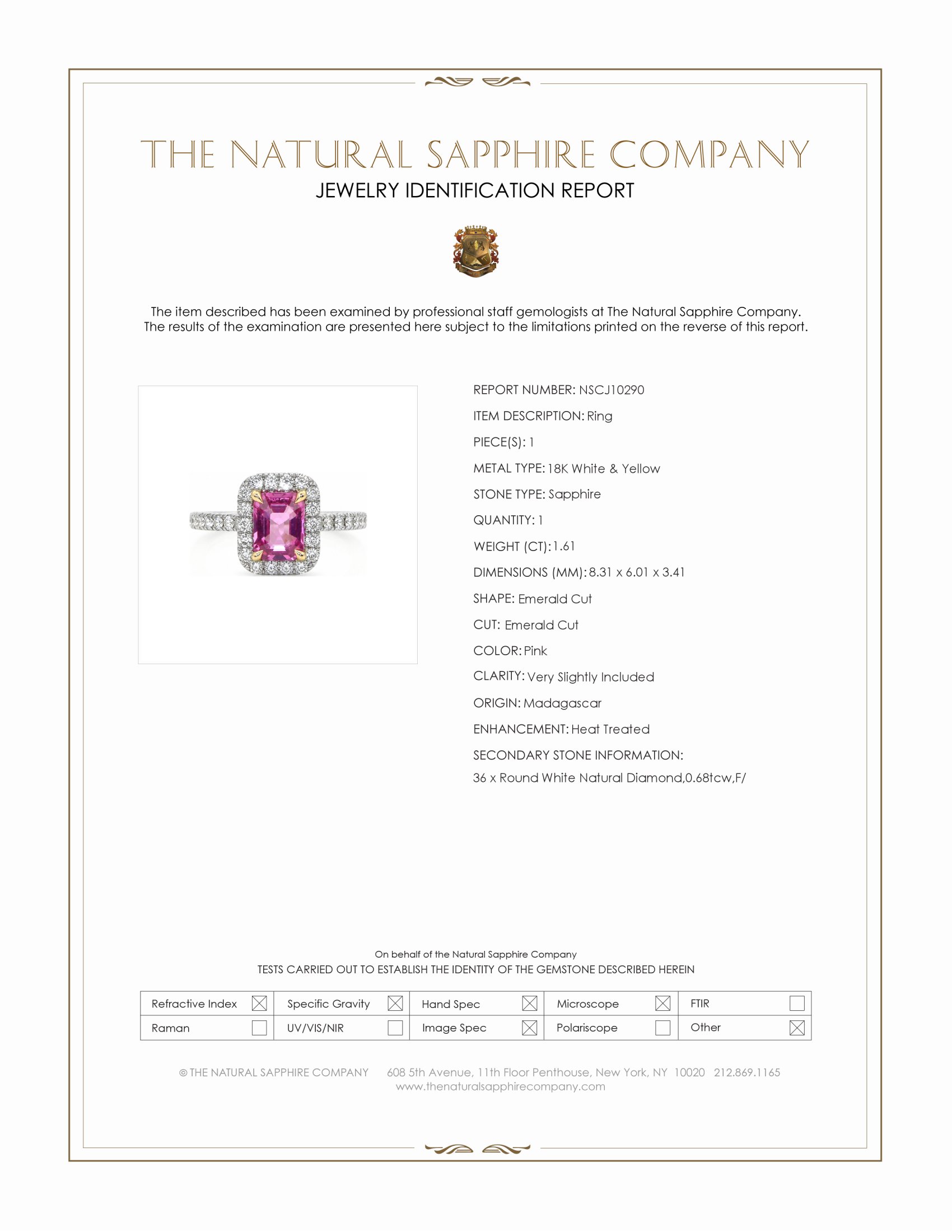 1.61 Ct. Pink Sapphire and Natural Diamond Pave Ring, 18K White & Yellow