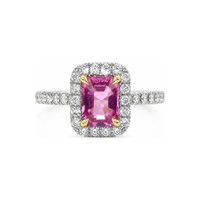1.61 Ct. Pink Sapphire and Natural Diamond Pave Ring, 18K White & Yellow Video