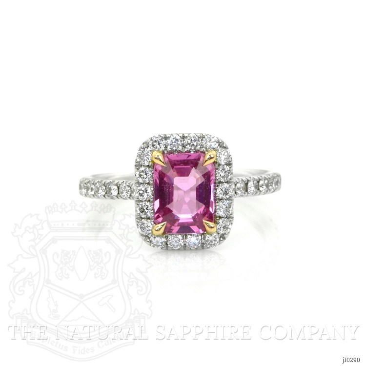 1.61 Ct. Pink Sapphire and Natural Diamond Pave Ring, 18K White & Yellow