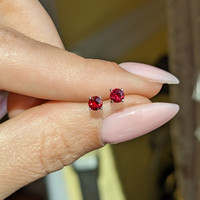 0.40 Ct.Tw. Ruby Studs Earrings, Platinum 950 Life Style