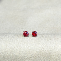 0.40 Ct.Tw. Ruby Studs Earrings, Platinum 950 Life Style